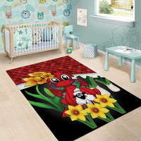 Saint David's Day Area Rug Red Welsh Dragon Daffodil Sheep Leak - Wonder Print Shop