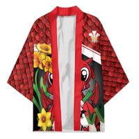 Saint David's Day Personalized Kimono Red Welsh Dragon Daffodil Sheep Leak - Wonder Print Shop