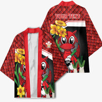 Saint David's Day Personalized Kimono Red Welsh Dragon Daffodil Sheep Leak - Wonder Print Shop
