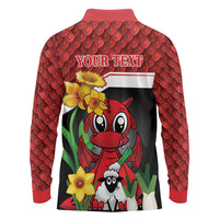 Saint David's Day Personalized Long Sleeve Polo Shirt Red Welsh Dragon Daffodil Sheep Leak - Wonder Print Shop