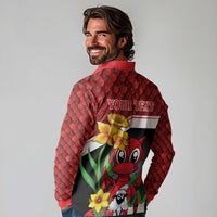 Saint David's Day Personalized Long Sleeve Polo Shirt Red Welsh Dragon Daffodil Sheep Leak - Wonder Print Shop