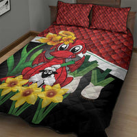 Saint David's Day Quilt Bed Set Red Welsh Dragon Daffodil Sheep Leak - Wonder Print Shop
