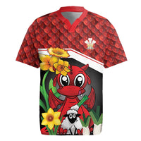 Saint David's Day Personalized Rugby Jersey Red Welsh Dragon Daffodil Sheep Leak - Wonder Print Shop