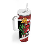 Saint David's Day Personalized Tumbler With Handle Red Welsh Dragon Daffodil Sheep Leak - Wonder Print Shop
