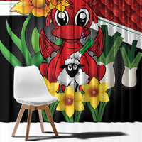 Saint David's Day Window Curtain Red Welsh Dragon Daffodil Sheep Leak - Wonder Print Shop