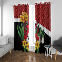 Saint David's Day Window Curtain Red Welsh Dragon Daffodil Sheep Leak - Wonder Print Shop