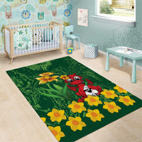 Saint David's Day Area Rug Welsh Dragons Yellow Daffodils - Wonder Print Shop