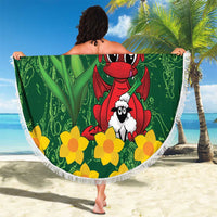 Saint David's Day Beach Blanket Welsh Dragons Yellow Daffodils - Wonder Print Shop