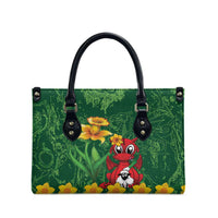 Saint David's Day Leather Bag Welsh Dragons Yellow Daffodils - Wonder Print Shop