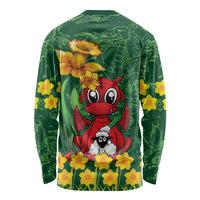 Saint David's Day Long Sleeve Shirt Welsh Dragons Yellow Daffodils - Wonder Print Shop