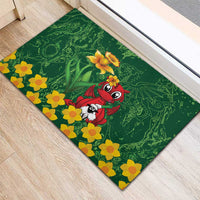 Saint David's Day Rubber Doormat Welsh Dragons Yellow Daffodils - Wonder Print Shop