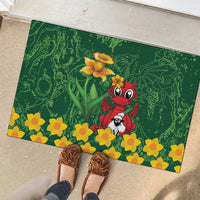 Saint David's Day Rubber Doormat Welsh Dragons Yellow Daffodils - Wonder Print Shop