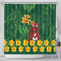 Saint David's Day Shower Curtain Welsh Dragons Yellow Daffodils - Wonder Print Shop
