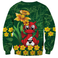 Saint David's Day Sweatshirt Welsh Dragons Yellow Daffodils - Wonder Print Shop