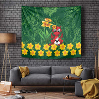 Saint David's Day Tapestry Welsh Dragons Yellow Daffodils - Wonder Print Shop