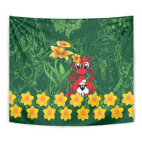 Saint David's Day Tapestry Welsh Dragons Yellow Daffodils - Wonder Print Shop