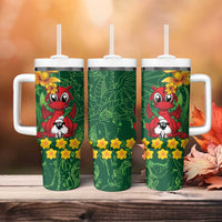 Saint David's Day Tumbler With Handle Welsh Dragons Yellow Daffodils - Wonder Print Shop