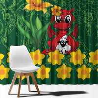 Saint David's Day Window Curtain Welsh Dragons Yellow Daffodils - Wonder Print Shop