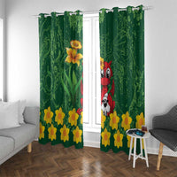 Saint David's Day Window Curtain Welsh Dragons Yellow Daffodils - Wonder Print Shop