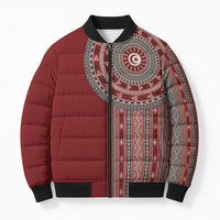 Tunisia Bakhnug Motif Bomber Puffer Jacket Traditional Tunisian Embroidery Inspired - Wonder Print Shop