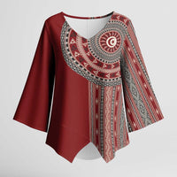 Tunisia Bakhnug Motif Kimono Sleeve Blouse Traditional Tunisian Embroidery Inspired - Wonder Print Shop