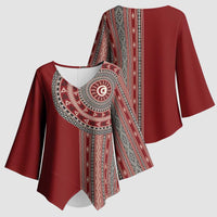 Tunisia Bakhnug Motif Kimono Sleeve Blouse Traditional Tunisian Embroidery Inspired - Wonder Print Shop