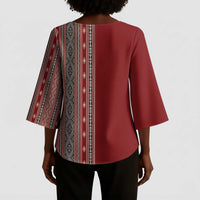 Tunisia Bakhnug Motif Kimono Sleeve Blouse Traditional Tunisian Embroidery Inspired - Wonder Print Shop