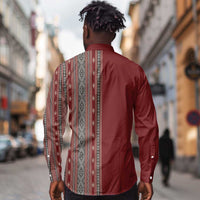 Tunisia Bakhnug Motif Long Sleeve Button Shirt Traditional Tunisian Embroidery Inspired - Wonder Print Shop