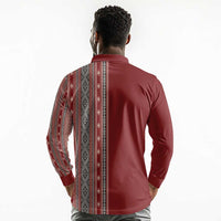 Tunisia Bakhnug Motif Long Sleeve Polo Shirt Traditional Tunisian Embroidery Inspired - Wonder Print Shop