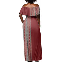 Tunisia Bakhnug Motif Off Shoulder Maxi Dress Traditional Tunisian Embroidery Inspired - Wonder Print Shop