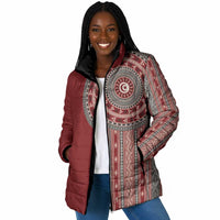 Tunisia Bakhnug Motif Padded Jacket Traditional Tunisian Embroidery Inspired - Wonder Print Shop