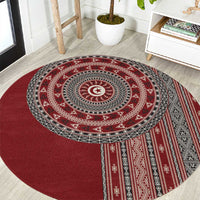 Tunisia Bakhnug Motif Round Carpet Traditional Tunisian Embroidery Inspired - Wonder Print Shop