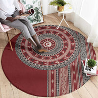 Tunisia Bakhnug Motif Round Carpet Traditional Tunisian Embroidery Inspired - Wonder Print Shop