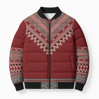 Tunisian Embroidery Pattern Bomber Puffer Jacket - Wonder Print Shop