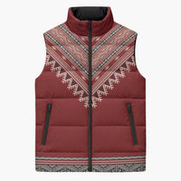 Tunisian Embroidery Pattern Sleeveless Puffer Jacket - Wonder Print Shop
