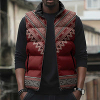 Tunisian Embroidery Pattern Sleeveless Puffer Jacket - Wonder Print Shop