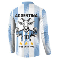 Blue Argentina 10 Goat Button Sweatshirt History Champions World Cup