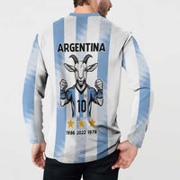 Blue Argentina 10 Goat Button Sweatshirt History Champions World Cup