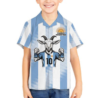 Blue Argentina 10 Goat Family Matching Short Sleeve Bodycon Dress and Hawaiian Shirt History Champions World Cup