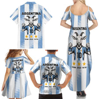 Blue Argentina 10 Goat Family Matching Summer Maxi Dress and Hawaiian Shirt History Champions World Cup