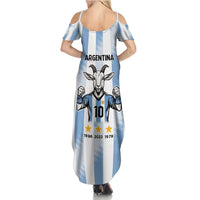 Blue Argentina 10 Goat Family Matching Summer Maxi Dress and Hawaiian Shirt History Champions World Cup