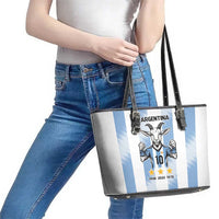 Blue Argentina 10 Goat Leather Tote Bag History Champions World Cup