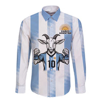 Blue Argentina 10 Goat Long Sleeve Button Shirt History Champions World Cup