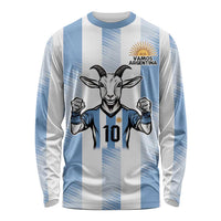 Blue Argentina 10 Goat Long Sleeve Shirt History Champions World Cup