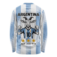 Blue Argentina 10 Goat Long Sleeve Shirt History Champions World Cup