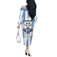 Blue Argentina 10 Goat Off The Shoulder Long Sleeve Dress History Champions World Cup