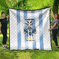Blue Argentina 10 Goat Quilt History Champions World Cup