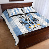 Blue Argentina 10 Goat Quilt Bed Set History Champions World Cup