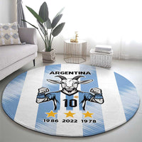 Blue Argentina 10 Goat Round Carpet History Champions World Cup