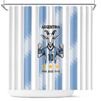 Blue Argentina 10 Goat Shower Curtain History Champions World Cup